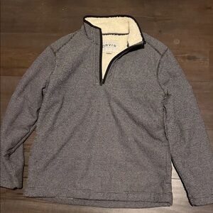 Orvis Men's Black and White Zip-Up Sweater